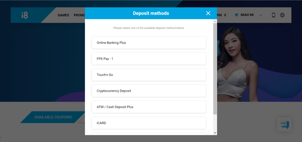 i8 payment methods