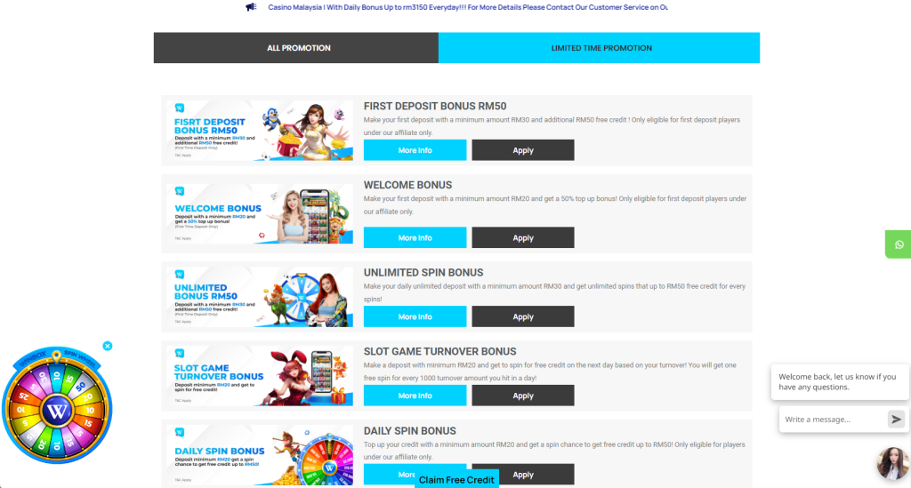 Bonuses and Promotions of Winbox Casino