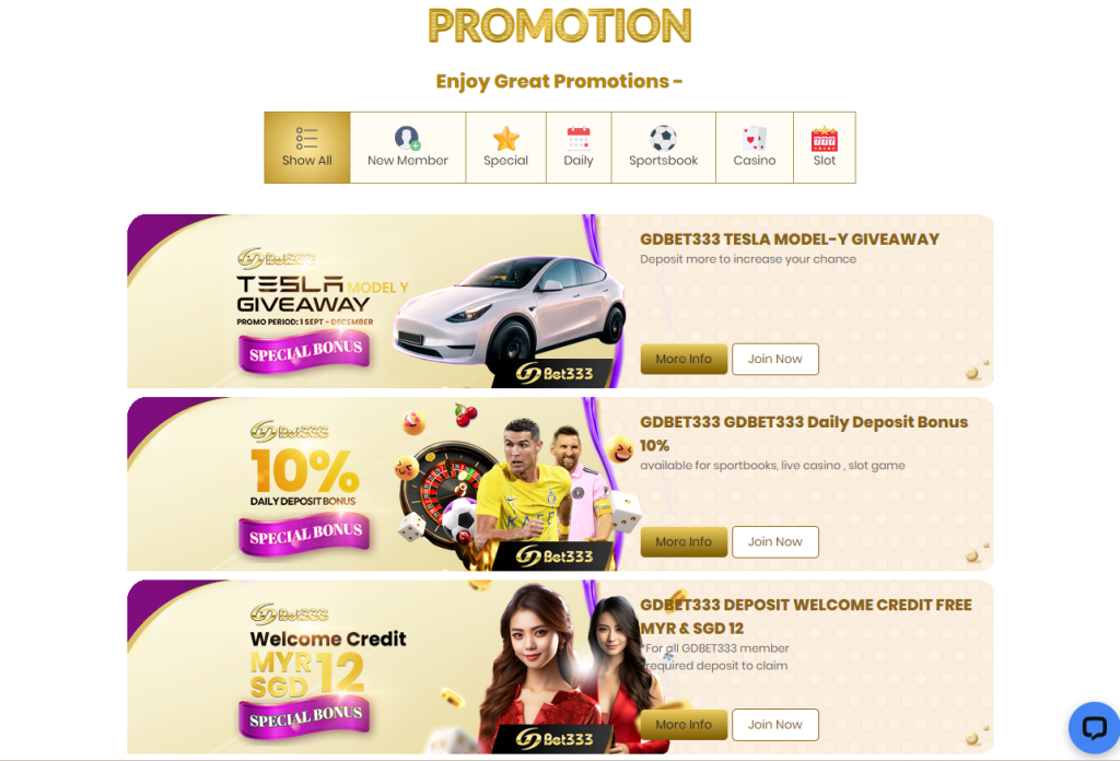Bonus dan Promosi GDwon333